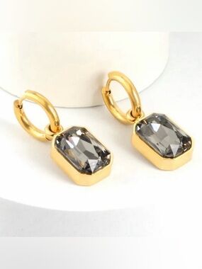 Rectangular Crystal Drop Earrings